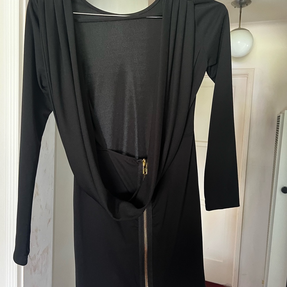 Foreign Exchange Black Tie Front Sheath Dress